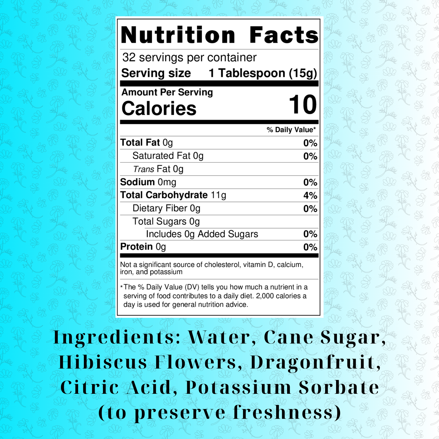 Sugar-Free Dragonfruit Hibiscus Syrup (16oz)