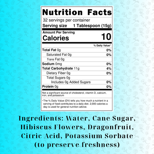 Sugar-Free Dragonfruit Hibiscus Syrup (16oz)